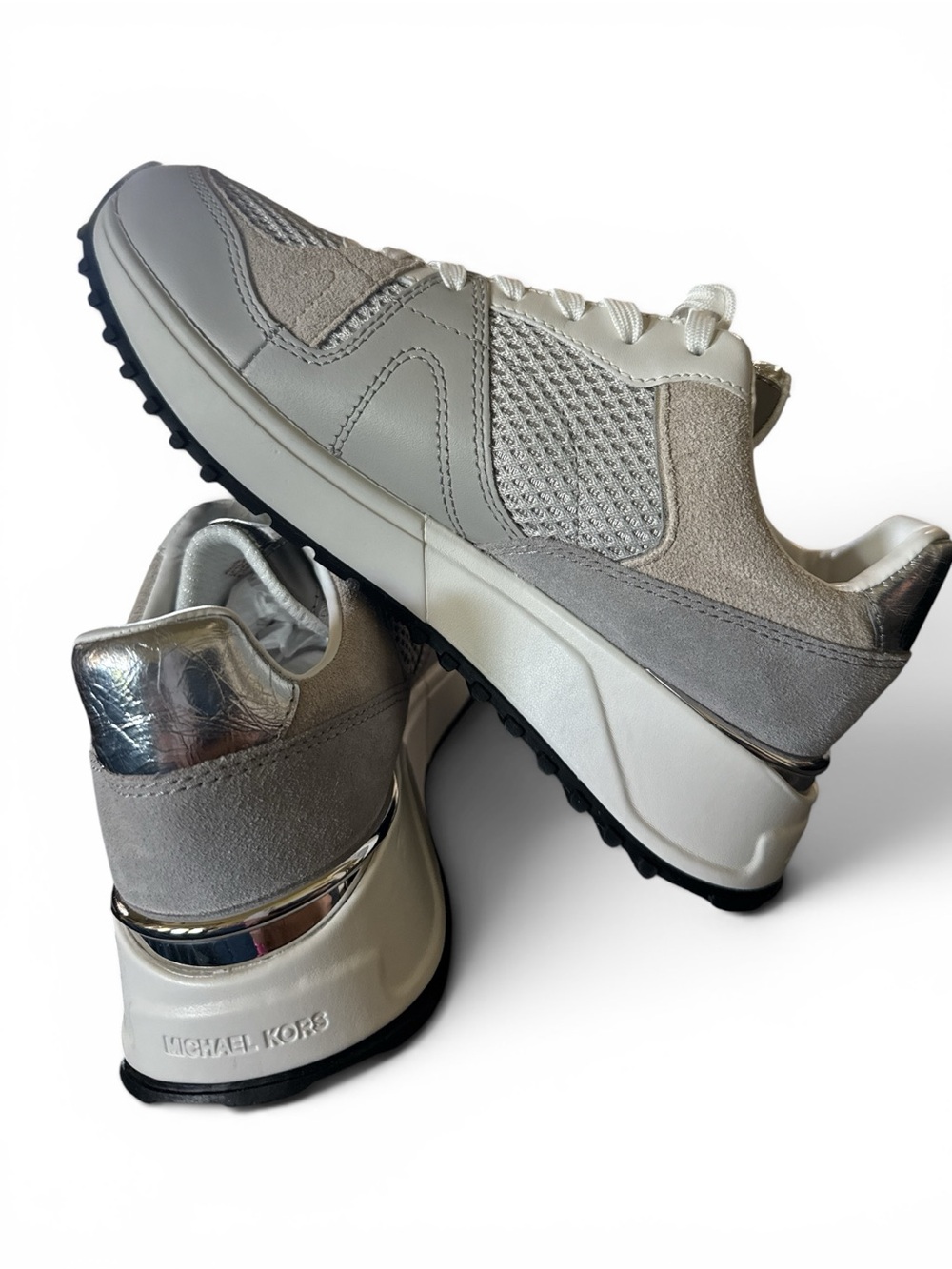 NWOT Michael Kors Gray-Beige and White SZ W 6.5M Casual Sneakers